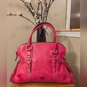 Dooney & Bourke Florentine leather domed buckle satchel in FUSHIA